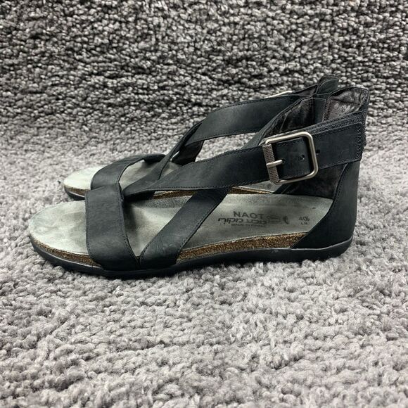 NAOT Rianna Cork Sandal Women’s EU 40 US 9-9.5 Coal Leather Strappy Gladiator - Picture 2 of 8